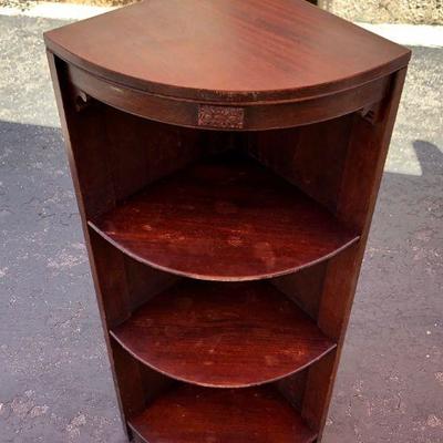 Small Wood Corner Cabinet Bookshelf with a touch of Art Deco