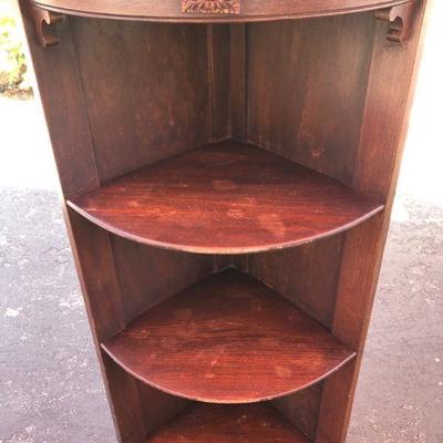 Small Wood Corner Cabinet Bookshelf with a touch of Art Deco