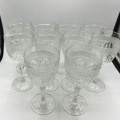 Set of 10 Glass Wine Goblets, vintage 