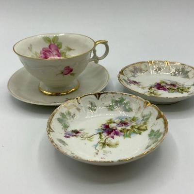 Floral China Berry Bowls & Tea Cup with Saucer