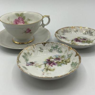 Floral China Berry Bowls & Tea Cup with Saucer