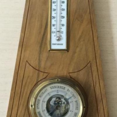 Mid Century EH Paris Barometer Wall Weather Station Carved Wood