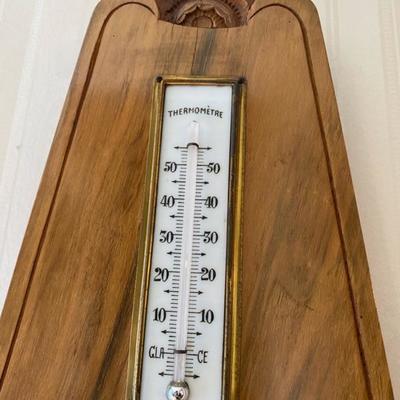 Mid Century EH Paris Barometer Wall Weather Station Carved Wood