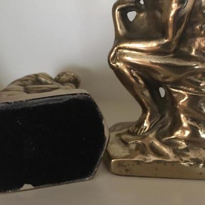 Vintage Brass Thinker Pose Book Ends