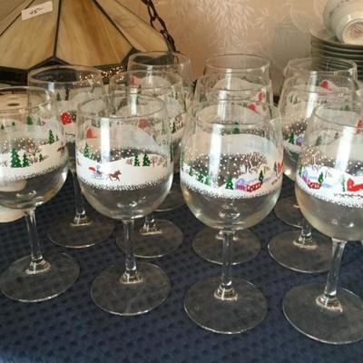 Vintage 11 Lennox Sleigh Ride Christmas Wine Glasses