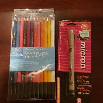 Lot 12: Adult Coloring Books with Colored Pencils & Pen