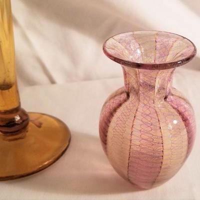 Lot #25  Two Pieces of Studio glass - Jack in the Pulpit vase (signed) and smaller handblown vase