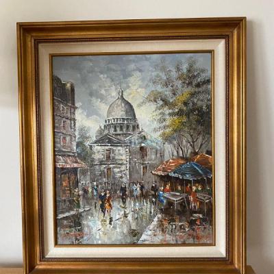 Paris Oil Painting by Bernard Bosman, framed