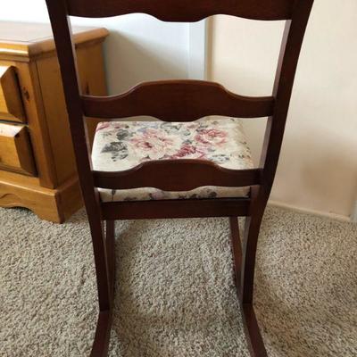 Vintage Wood Rocking Chair with Floral Padded Seat
