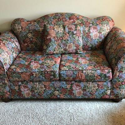 Colorful Floral Tapestry Love Seat Couch