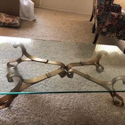 Large Heavy Glass Coffee Table