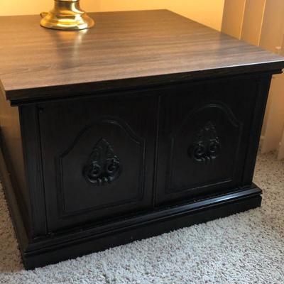 Large Vintage Square End Table with storage cabinet