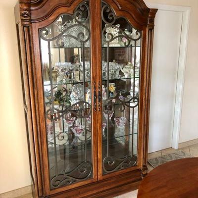 Wood and Iron China Cabinet, lighted