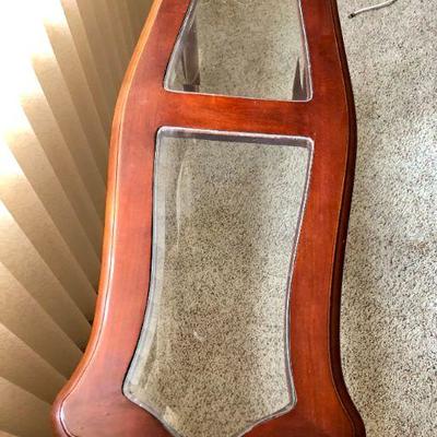 Wood with Glass Top Console or Sofa Table