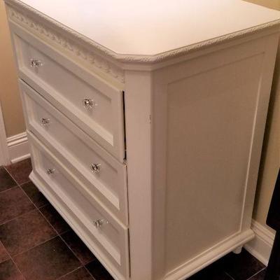 Lot #42  Contemporary Three Drawer Chest - Shabby Chic