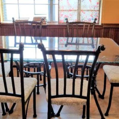 Lot #50  Glass/Metal Dining Room table with Six Chairs