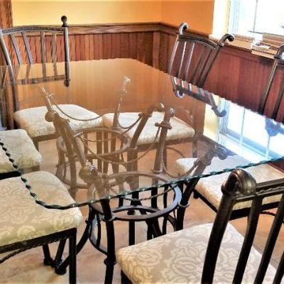 Lot #50  Glass/Metal Dining Room table with Six Chairs