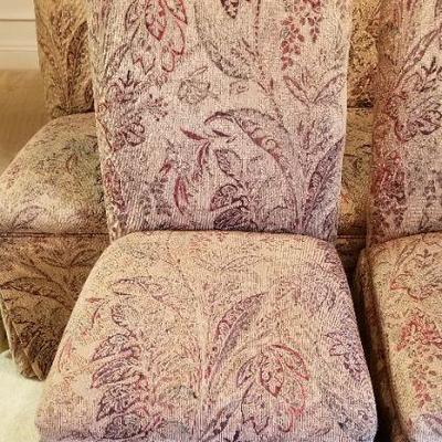 Lot #58  Super nice grouping of 8 Rolled Back Upholstered Chairs - great condition