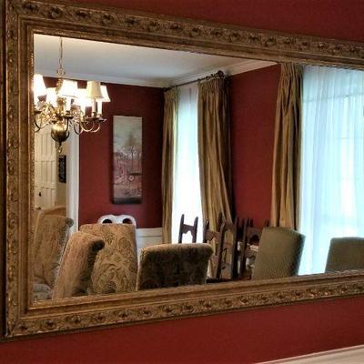 Lot #60  Large Rectangular Wall Mirror with Faux Gesso Frame