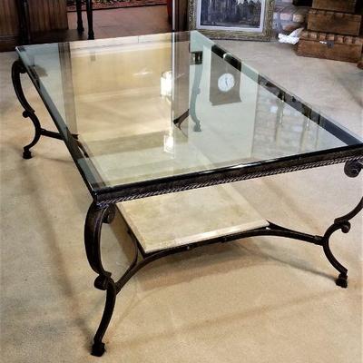 Lot #79  Gorgeous heavy glass/metal coffee table