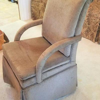 Lot #80  Upholstered armchair on wheels