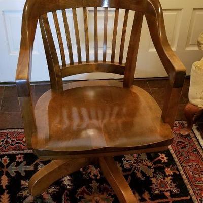 Lot #88  Vintage Oak Swivel Office Chair