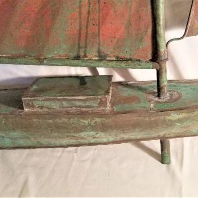 Lot #125  Vintage Copper Weather Van in the form of a Sailboat - great item