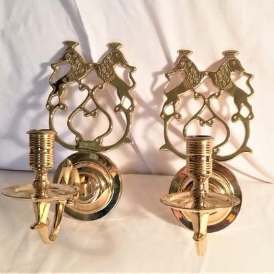 Lot #126  Pair of Solid Brass Candle Sconces