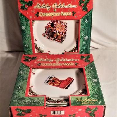 Lot #130  Christopher Radko Christmas Dinnerware - Dessert Plates new in box