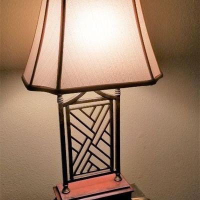 Lot #137  Table lamp with metal/wood base