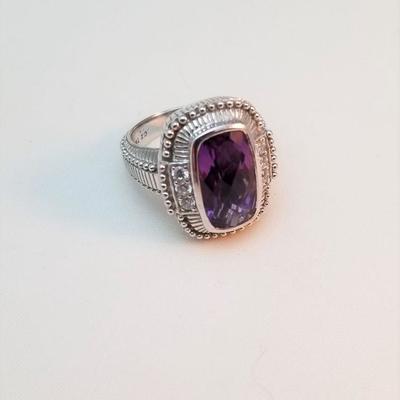 Lot #144 - Sterling Ring with Amethyst - Judith Ripka - size 6