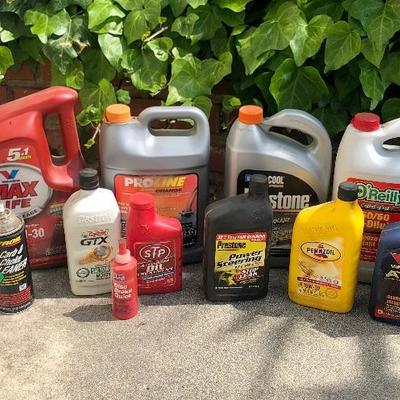 Car care lot: anti freeze, engine oil, engine cleaner, brake cleaner, transmission fluid, and others.