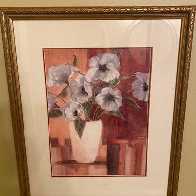 Art - Framed, White vase w/Flowers