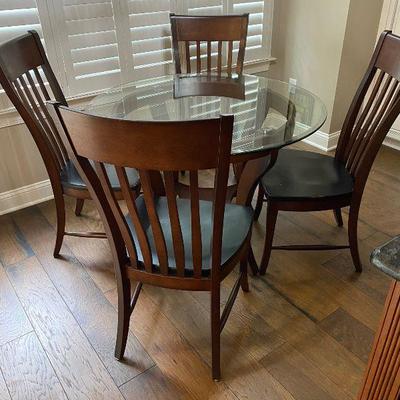 Bermax Breakfast Table. Wood/Glass & 4 Chairs