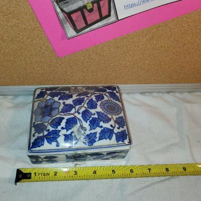 Blue Floral Trinket box
