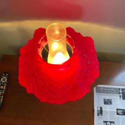 Goofus Glass Rose Table Lamp Lot 2265