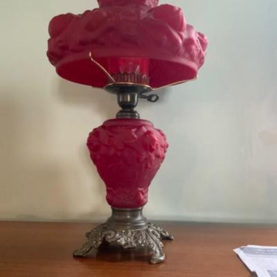 Goofus Glass Rose Table Lamp Lot 2265