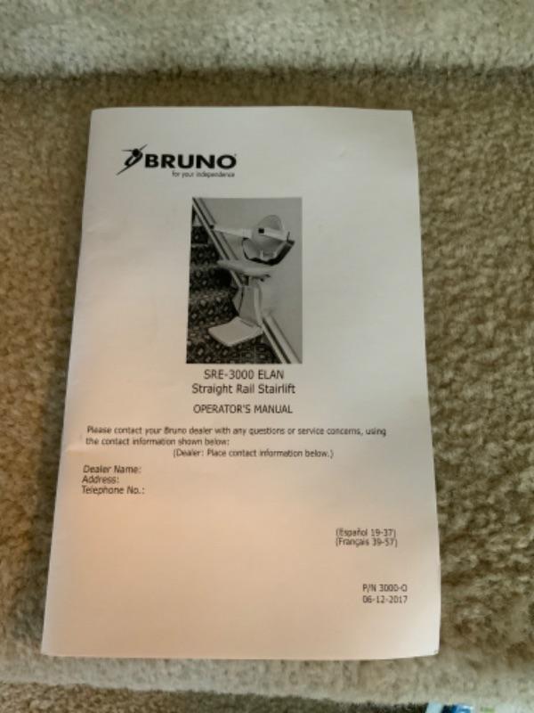 Bruno SRE3000 Straight Rail Stairlift Lot 2282