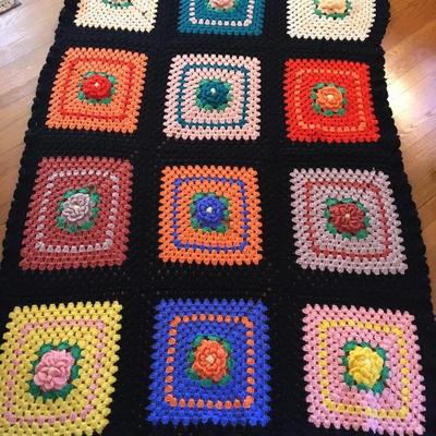 Lot of 3 Hand Knit Afghans Blankets