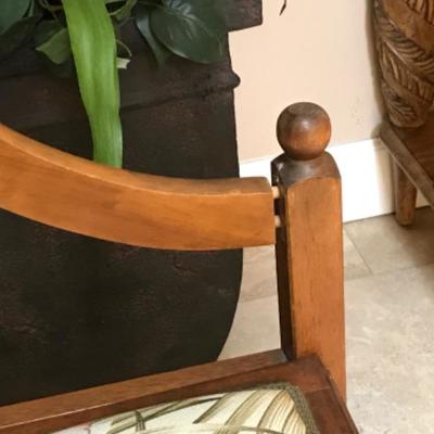 Antique Entry Bench / Settee with Palm Leaf Upholstery 