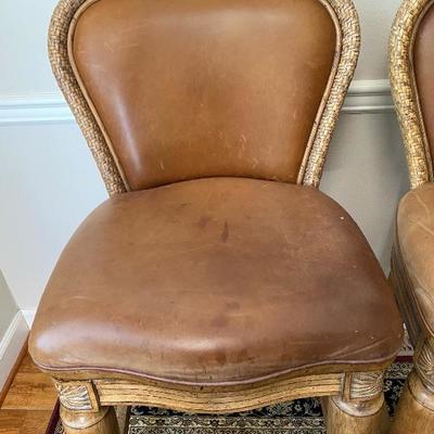 Lexington Home Brand Leather Swivel Seat Barstools TOMMY BAHAMA