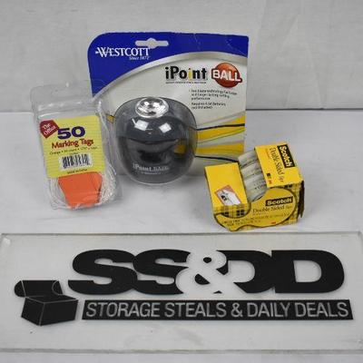 3 pc Office: Battery Pencil Sharpener, Scotch Tape & Gift Tags - New