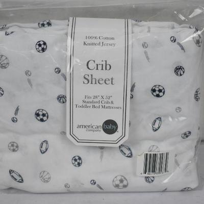 2 pc Baby: Cotton Jersey Knit Fitted Crib Sheet & Retractable Gate Spacers - New