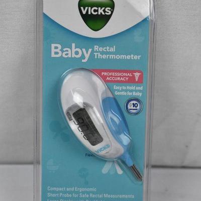 Vicks Baby Rectal Thermometer with Flexible Tip & Waterproof Design, V934 - New