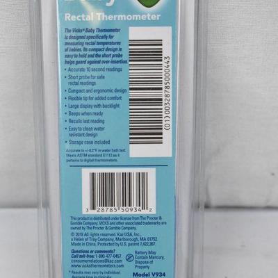 Vicks Baby Rectal Thermometer with Flexible Tip & Waterproof Design, V934 - New