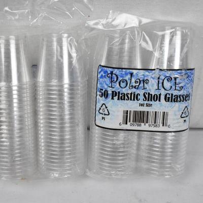 Polar Ice Plastic Shot Glasses, 2 packages, 50 in each package - New
