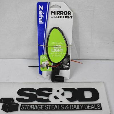 Zefal Bike Mirror w/ LED Bike Light, Open Package - New