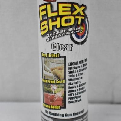 Flex Shot Rubber Adhesive Sealant Caulk, 8 oz, clear - New