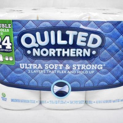 2x Quilted Northern Ultra Soft & Strong, 12 Double Rolls/ea, Toilet Paper - New