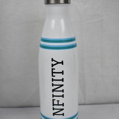 Metal Water Bottle, white with stripes & 